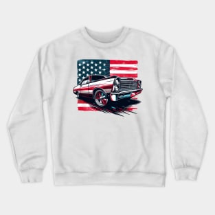 Classic Car with USA flag Crewneck Sweatshirt